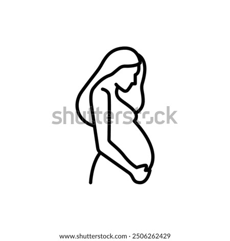 Pregnancy icon. Simple outline style. Pregnant woman, maternal, lady, fertility, mom, baby, mother, gynecology, health concept. Thin line symbol. Vector illustration isolated.