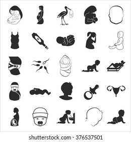 Pregnancy icons set.
