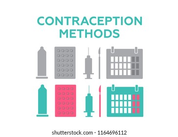 Pregnancy icons set, contraception vector. Planning pregnancy. Birth calendar