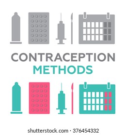 Pregnancy icons set, contraception vector