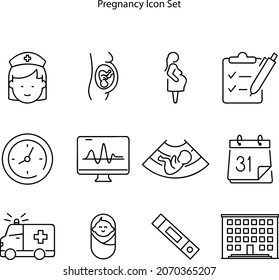 los iconos de embarazo se establecen aislados en el fondo blanco. icono de embarazo línea delgada contorno de símbolo de embarazo lineal para logo, web, app, UI. signo simple de icono de embarazo.