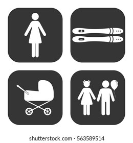 Pregnancy icons vector set on gray  buttons