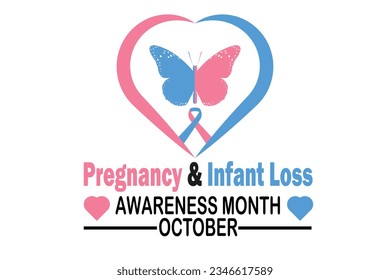  Pregnancy and Infant Loss Awareness Month October Vector illustration. Holiday concept. Template for background, banner, card, poster with text inscription. 