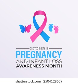 Pregnancy and Infant Loss Awareness Month is observed in October to raise awareness about the emotional and physical challenges. Banner poster, flyer and background design template.Vector illustration