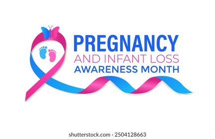 Pregnancy and Infant Loss Awareness Month is observed in October to raise awareness about the emotional and physical challenges. Banner poster, flyer and background design template.Vector illustration