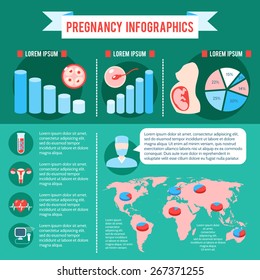 Pregnancy infographics with newborn and baby delivery symbols and charts vector illustration svg
