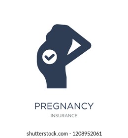 pregnancy insurance icon. Trendy flat vector pregnancy insurance icon on white background from Insurance collection, vector illustration can be use for web and mobile, eps10