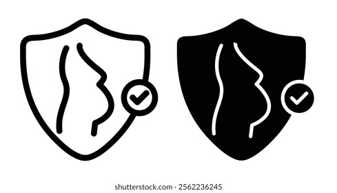 Pregnancy insurance Icons pack in outlined and flat versions