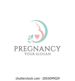 pregnancy with leaf logo design vector