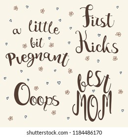 Pregnancy lettering, first month's words vector
