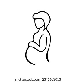 Pregnancy line icon. Exercises for future mothers, psychological preparation, childbirth. Vector black line icon on white background for Business