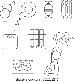 Pregnancy linen icons set. Vector stock illustration