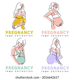 Pregnancy Logo Collection With Pregnant Woman Silhouette