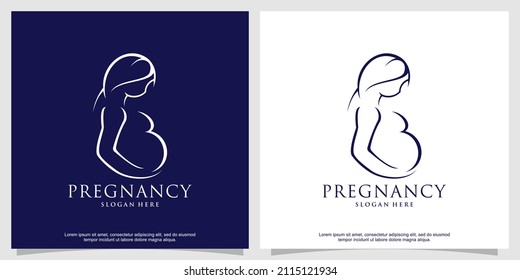 Pregnancy logo design template with line art style Premium Vector