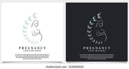 pregnancy logo design vector with line art style