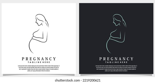 pregnancy logo design vector with line art style