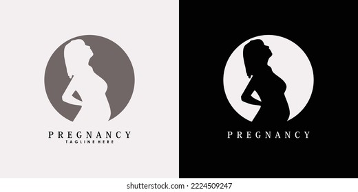 diseño de logotipo de embarazo vector con estilo de arte de línea