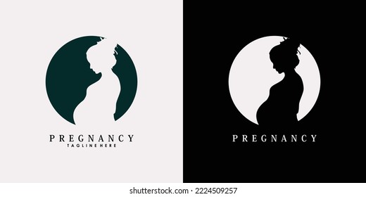 pregnancy logo design vector with line art style