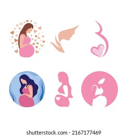 Pregnancy logo illustration vector flat design template