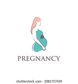 pregnancy logo pregnant woman maternal vector illustration