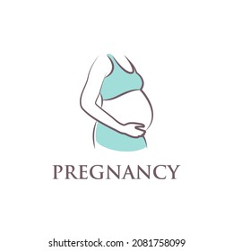 pregnancy logo pregnant woman maternal vector illustration