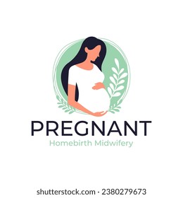 pregnancy logo pregnant woman maternal vector illustration