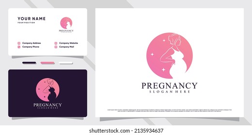 Pregnancy logo template with creative element and business card design Premium Vector