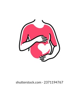 pregnancy love heart logo pregnant woman maternal vector illustration