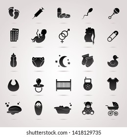 Pregnancy, maternity, baby vector icon set.