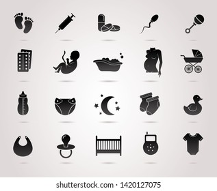 Pregnancy, maternity, baby vector icon set.