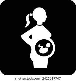 Pregnancy or Maternity icon black and white flat vector illustration