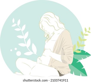 Pregnancy, maternity, preparation and expectation concept. Close-up, copy space, indoors. Beautiful tender mood photo of pregnancy.