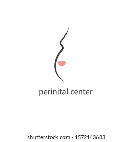 pregnancy minimal logo with heart, vector pregrant icon