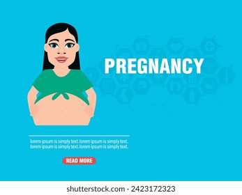 Pregnancy modern concept design flat banner. Vector illustration