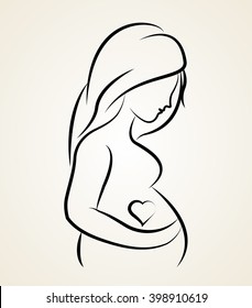 Pregnant Woman Symbol Stylized Vector Sketch Stock Vector (Royalty Free ...