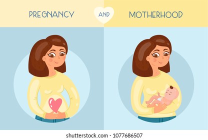 Pregnancy and motherhood. Cute vector illustration