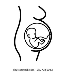 Pregnancy, motherhood and prenatal development outline illustration icon symbol