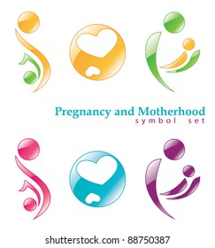 Pregnancy and motherhood. Vector symbols set.