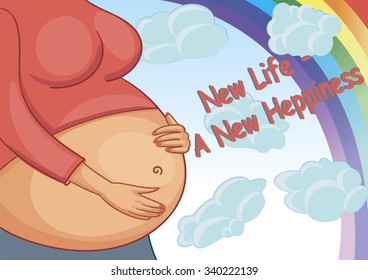 Pregnancy. New life-a new happiness. Vector image EPS10.