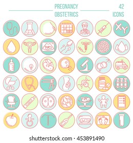 Pregnancy and obstetrician vector thin line icon set. Clean and modern line style vector art. 
