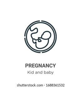 Pregnancy outline vector icon. Thin line black pregnancy icon, flat vector simple element illustration from editable kid and baby concept isolated stroke on white background