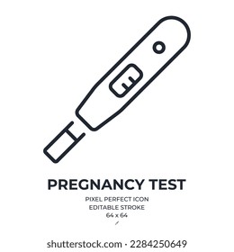 Pregnancy and ovulation test editable stroke outline icon isolated on white background flat vector illustration. Pixel perfect. 64 x 64.