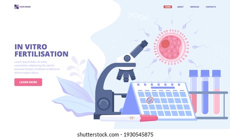 Pregnancy planing, pregnancy management, prenatal diagnostics, assisted reproductive technology, fertilisation. Flat vector illustration for web site, landing page. Preimplantation genetic diagnosis. 