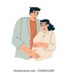 Pregnancy Planning with Young Man and Woman Vector Illustration