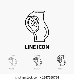 pregnancy, pregnant, baby, obstetrics, Mother Icon in Thin, Regular and Bold Line Style. Vector illustration