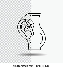 pregnancy, pregnant, baby, obstetrics, Mother Line Icon on Transparent Background. Black Icon Vector Illustration