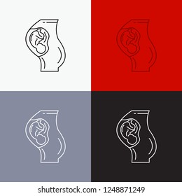 pregnancy, pregnant, baby, obstetrics, Mother Icon Over Various Background. Line style design, designed for web and app. Eps 10 vector illustration