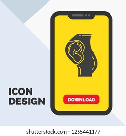 pregnancy, pregnant, baby, obstetrics, Mother Glyph Icon in Mobile for Download Page. Yellow Background