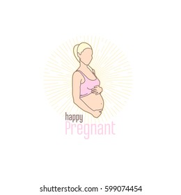 Pregnancy. Pregnant woman. Isolated vector illustration.