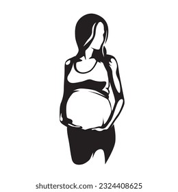 Pregnancy, pregnant woman logo, isolated vector silhouette